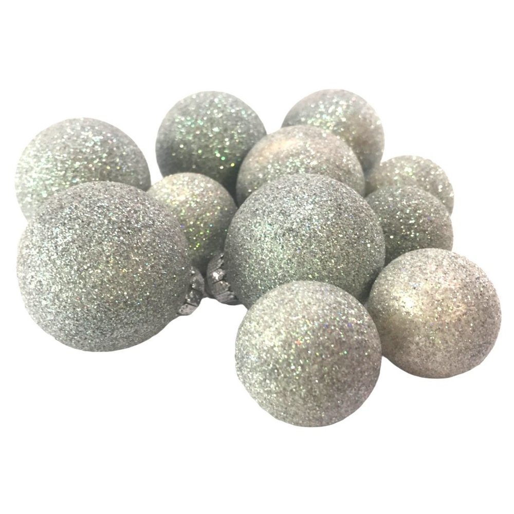 11 Small Opalescent Glitter G&D Glass Christmas Ornaments 6 at 1.75" 5 at 1.25"